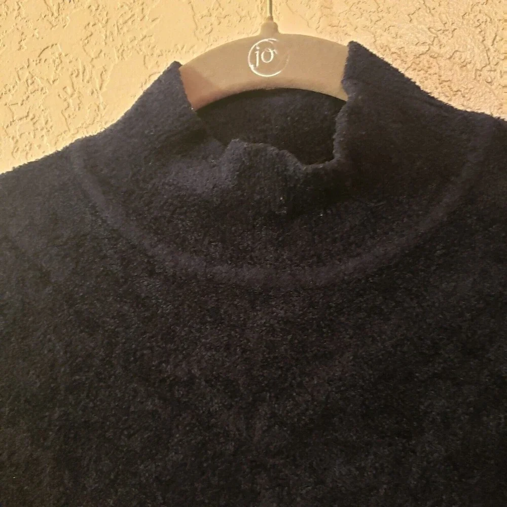 Women's Black Mock Neck Nylon/Spandex Terry Feel Sweater Size Large - Picture 2 of 8